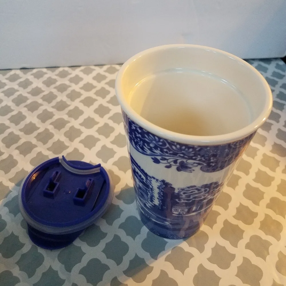 Spode Italian Blue 8 Oz Travel Mug New